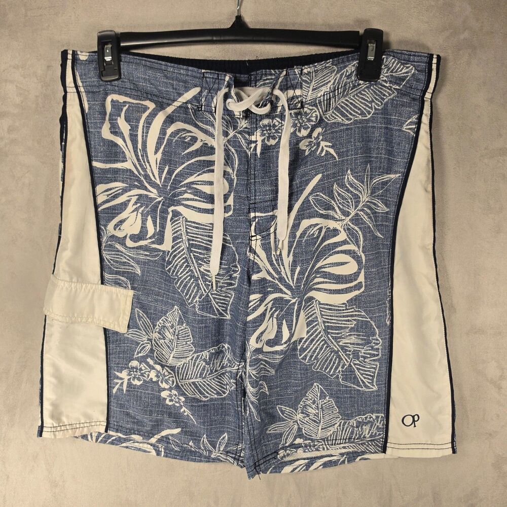 OP Ocean Pacific Swim Trunks Board Shorts Men's Size M Medium 36 Waist Blue 9"